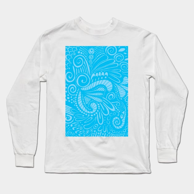 Sky Blue Tiki Parrot Long Sleeve T-Shirt by AmyMinori